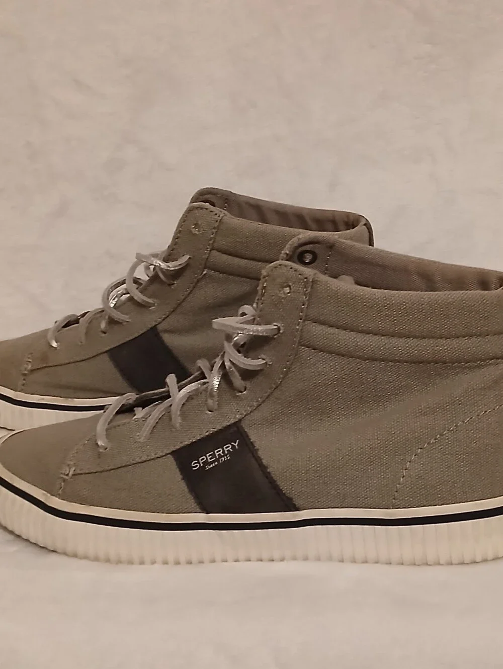 Sperry Rave Verge Top Sider Gray Canvas Sneakers Women's 8.5M Hi-Top Coastal